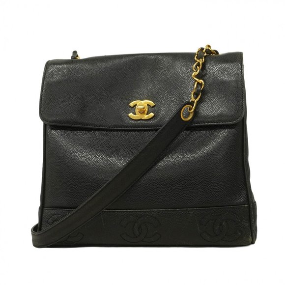 Chanel Triple Coco Chain Shoulder Bag in Caviar Leather, Black, Women's, P124... - Picture 1 of 16